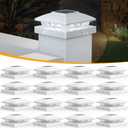 APONUO Solar Post Cap Lights for 4x4 Posts, Bright Cool White LED Post Cap Lights Solar Powered, IP64 Waterproof & All-Night Lighting, White 16 Pack  Deck, Fence, Patio Light (Easy Install)