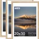 20X30 Poster Frame, Display Pictures 18X24 with Mat or 20X30 Without, Wall Hanging Frames, Natural Oak, 3 Pack
