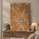 Framed Boho Abstract Neutral Floral Wall Art for Living Room, Minimalist Brown Flower Painting Print Canvas Artwork for Walls, Vertical Mid Century Modern Wall Decor for Bedroom Home Office, 24x36 In