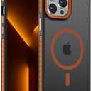 DEERLAMN Strong Magnetic Case for iPhone 15 Pro Max 6.7-Inch,[Compatible with MagSafe][Military Grade Drop Protection] Translucent Matte Shockproof Protective Phone Cover-Frosted Orange
