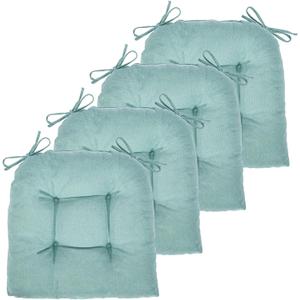Chair Cushion, Chair Cushions for Dining Chairs, Chair Pads and Mat with Ties for Indoor Kitchen Seat and Desk (Aqua Blue, 4 Count - 17 x 16 in)