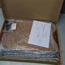 DAVIDOK C-Shaped Sofa End Table, Adjustable Height Couch Side Table with Device Slot, Brown Color with Black Metal Stand, Couch Table for Living Room, Bedroom