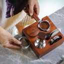 54mm Espresso Tamping Station For Breville Espresso Machine Accessories Rosewood Tamper Stand & Portafilter Holder