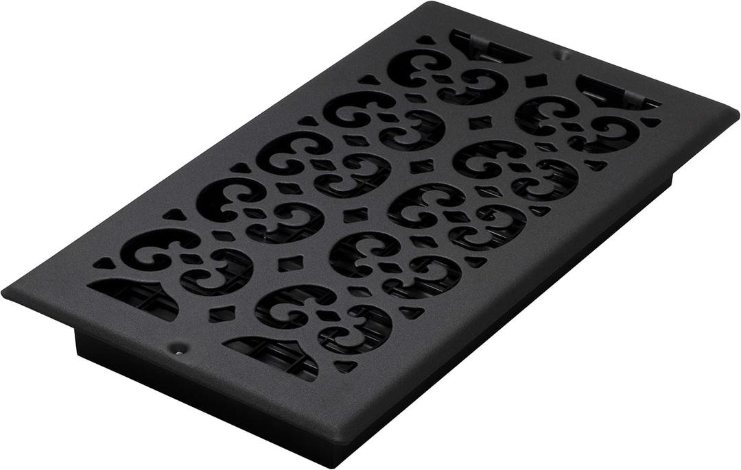 Decor Grates ST612W Scroll Design Wall/Ceiling Register, 6x12 Inches, Textured Black