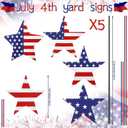 5 Pcs Patriotic 4th of July Outdoor Decorations Independence Day Metal Yard Signs with Stake American Flag Red White Blue Star 250 Anniversary Lawn Signs for 4th of July Garden Party Decor, Star: 7.87 inches, Stake: 11.81 inches