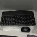 Wireless Keyboard and Mouse Combo, SABLUTE MA41 30dB Quiet Ergonomic Wave Keyboard Set with Soft Leather Palm Rest, Dual-System Switch for Windows/Mac, Ideal for Business Teams Home Office (Black)