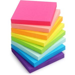 Eastern Wolf 8 Pads Sticky Notes 3x3 Self-Stick Notes 8 Bright Multi Colors Purple Sticky Notes, 85 Sheet/Pad