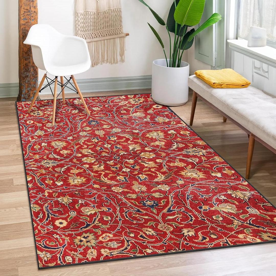Area Rug, Washable and Non-Slip 3'x5' Turkey Oriental Living Room Rug, Indoor Entryway Door Mat, Floor Mat Carpet for Bedroom, Kitchen Laundry, Bathroom