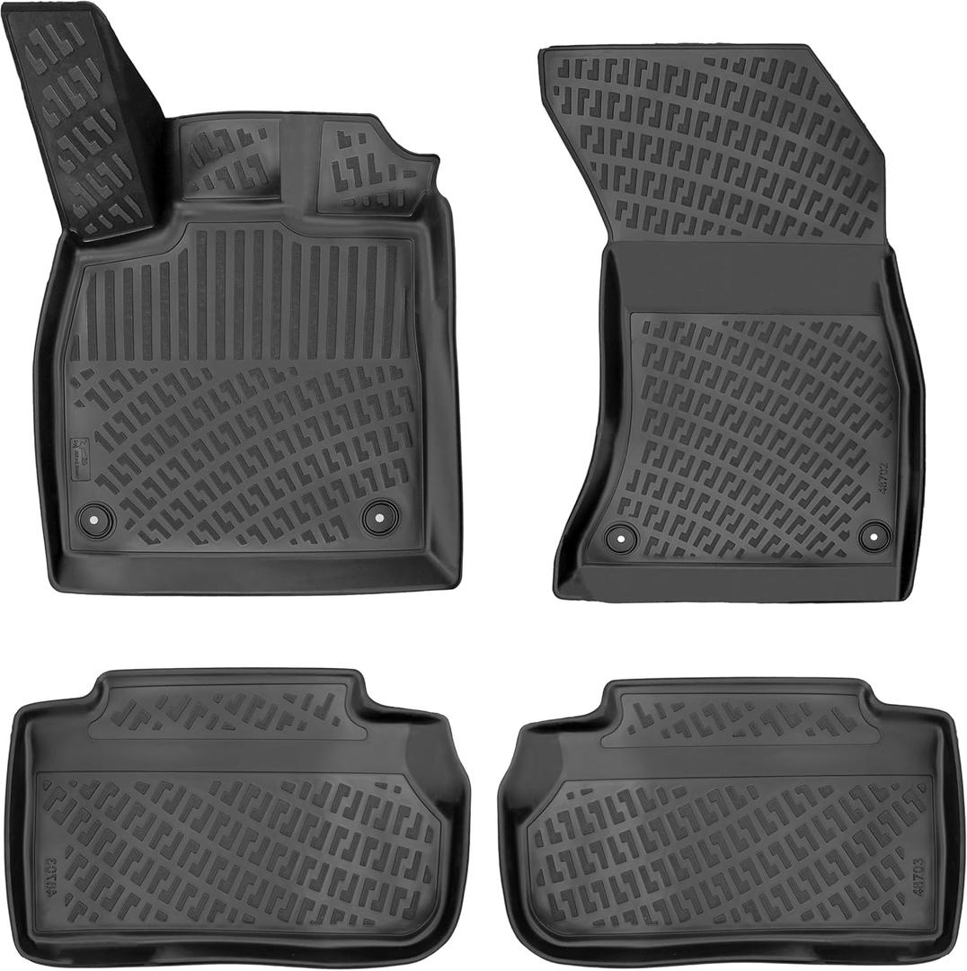 Audi Q5 & SQ5 2018-2025 (No Hybrid Models) Floor Mats 3D Custom Fit Rubber Car Mats Laser Measured Floor Liners All Weather Heavy Duty Waterproof Odorless Non-Slip TPE (Front & Rear, Black)
