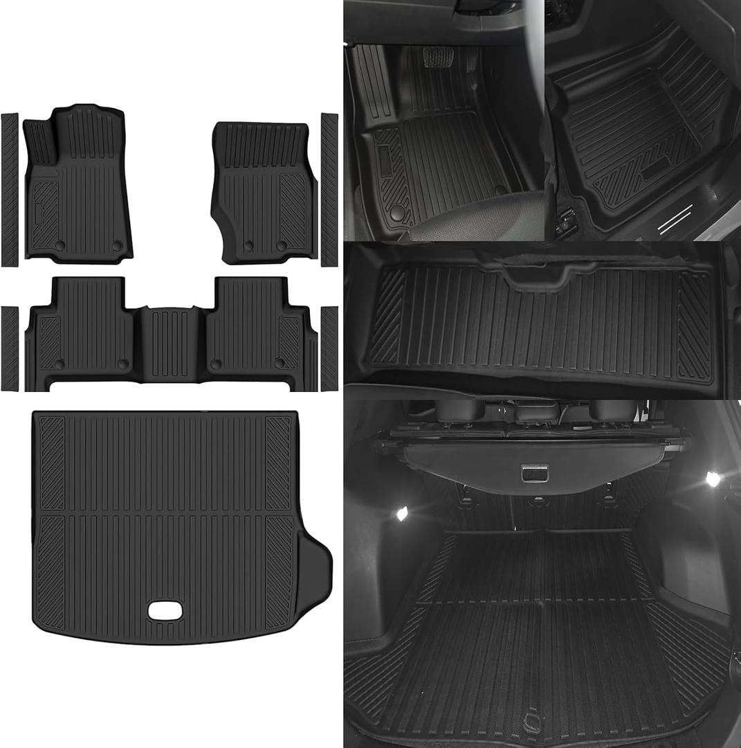 Custom Fit Floor Mats for Jeep Grand Cherokee 2022-2026 | (Include 4xe Not WK or L) All Weather TPE Floor Liners with Trunk Mat & Door Sill Guard | Odorless Interior Accessories