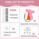 Stitch Gun for Clothes Handheld Stitch Gun Quick Clothing FixerSewing Kit Includes 1,000 Black Fasteners & 1,000 White Fasteners & 6 Needles (Pink-orange)