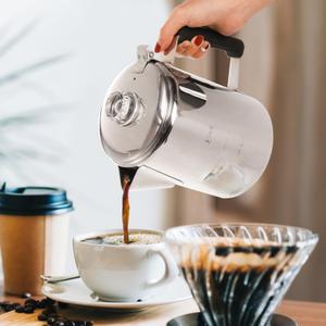 Camping Coffee Pot Stainless Steel, Coffee Pot Outdoors, Durable Stove Top Coffee Maker, Brew Coffee on Fire, Ideal for Group Camping, Hiking, Backpacking, RV and Travel
