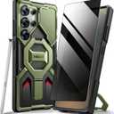 TONGATE for Samsung Galaxy S24 Ultra Case Compatible with MagSafe, [Ring Stand & Camera Cover Kickstand] Drop Shockproof Rugged Protection Phone Case for S24 Ultra with Screen Protector 6.8", Green