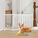 30" Height Tall Freestanding Pet Gate, Solid Wood Folding Safety Fence Wooden Dog Gate with 2 PCs Support Feet Ideal for Stairs, Doorways, Halls, Kitchens, Heavy Duty Gates, 3 Panels, White