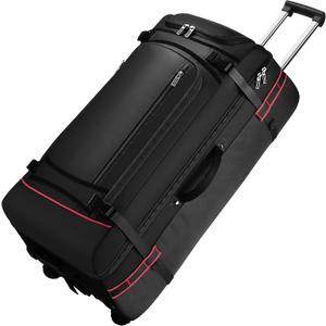 100L Extra Large Rolling Duffel Bag with Wheels and Handle 33" Heavy-Duty 1600D PVC Checked Luggage for Business Travel and Mens Week-Long Trips, Foldable Base Design