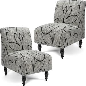 Liykimt Armless Accent Slipper Chair Covers Slipcover,Slipper Chair Without Arms Fabric Stretch Spandex Removable for Armless Chair Furniture Protector Cover for Living Dining Room(2,Gray/Black)