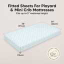 2-Pack Mini Crib Sheets Fitted - 38x26 Pack N Play Sheets for Pack and Play Mattress, Organic Cotton, Soft & Breathable Playard Bedding, Neutral Mini Toddler Bed Cover for Boys, Girls (Jolly Rainbow)