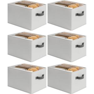 Cupic Cupid Storage Bins Closet, Fabric Closet Organizers and Storage, 6-Pack Baskets for Organizing, Large Storage Boxes with Handles for Clothes and Toys, Light Gray