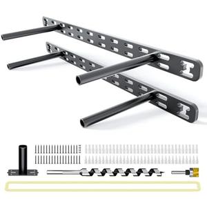 2pcs Floating Shelf Bracket Heavy Duty,Decorative Floating Shelf Hardware Hidden Black Metal Fireplace Mantel Brackets (18"X6"X1.0" with Tools )