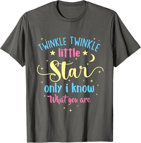Twinkle Twinkle Little Star Gender Reveal Party Baby Shower T-Shirt Medium