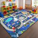 Car Mat for Kids Toy Cars - Car Track Rug Car Carpet for Kids Play Mat City Life Road Carpet for Playroom Living Room Bedroom Classroom, 3'5'