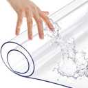 Square 48x48 Inch Clear Table Cover Protector Plastic Tablecloth Protection Wipeable Heavy Duty Protective Desktop Cover Mat PVC Vinyl Childen Painting Desk Pad Heat Resistant Non-Slip Tablecloth