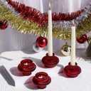 VOHO Vintage Red Candlestick Holders for Christmas Decorations, 6pcs Stackable Candle Stick Candle Holder for Valentines Day Decoration, Ribbed Taper Candle Holders for Candlesticks & Tea Lights