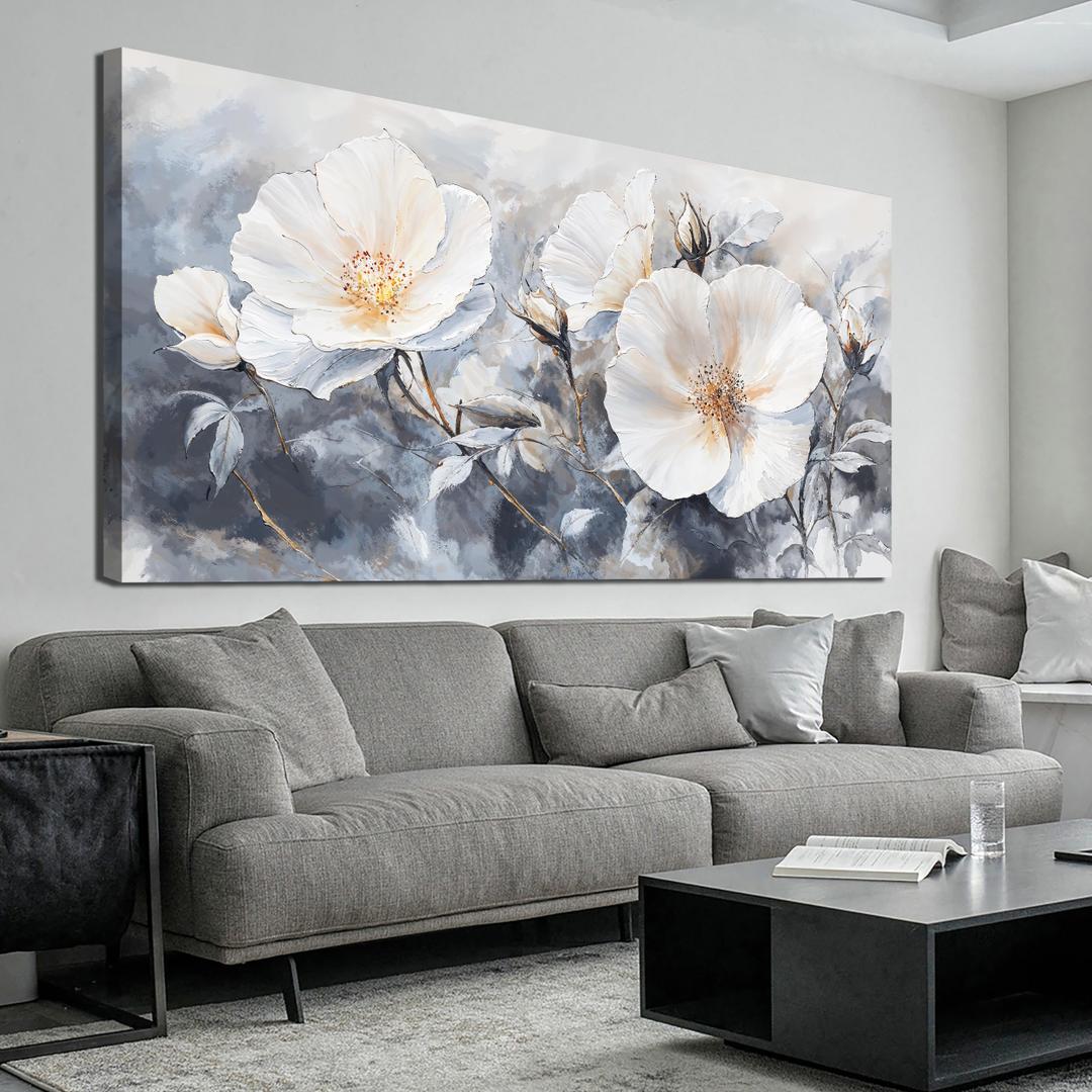 Canvas Wall Art Decor Black and White Wall Art Decorations Vintage Flower Wall Art Prints Wall Art Pictures for Living Room Canvas Art Wall Decor Artwork for Walls Bedroom Office Decor 20" X 40"