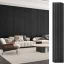Art3d 6-Piece Wood Slat Panels for Stylish Interior Decor and Ceiling Decoration, MDF 3D Textured Panel for Ceiling and Wall,Size 94.6 x 7.4 in-Matte Black