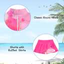 Vogseek 3-12T Girls Rash Guard 2 Pieces Bathing Suit Long Sleeve Swimsuit Swimming Skirt with Shorts Swimwear (Pink, S)