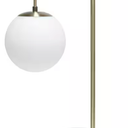 21 in. Antique Brass White Globe Shade Table Desk Lamp with Marble Base 