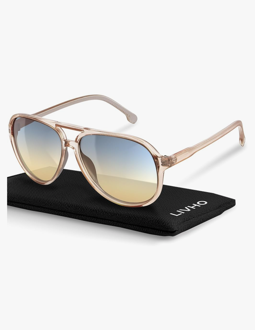 livho Trendy Polarized Aviator Sunglasses Women Men, Retro Sun Glasses for Women Men 2025, Oversized UV Protection Shades