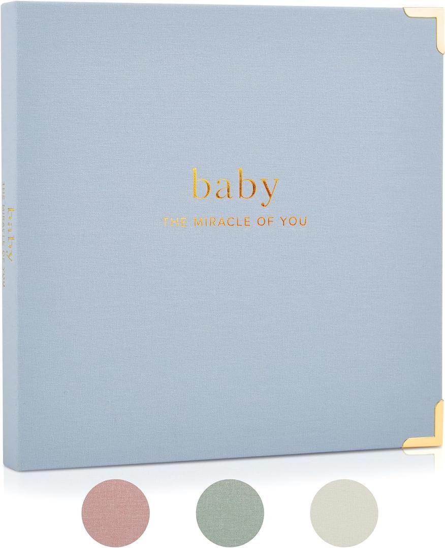 Keepsake Baby Memory Book for Boys and Girls  Timeless First 5 Year Baby Book  Neutral Journal Scrapbook or Photo Album - Record a Milestone for Every Event from Birth to Age 5 (Light Blue)
