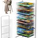 Art Drying Rack with 25 Removable Shelves, Mobile Metal Paint Drying Stand with Lockable Wheels, Functional Canvas Rack Art Storage for Artwork in Classrooms, Art Studios and Schools, White
