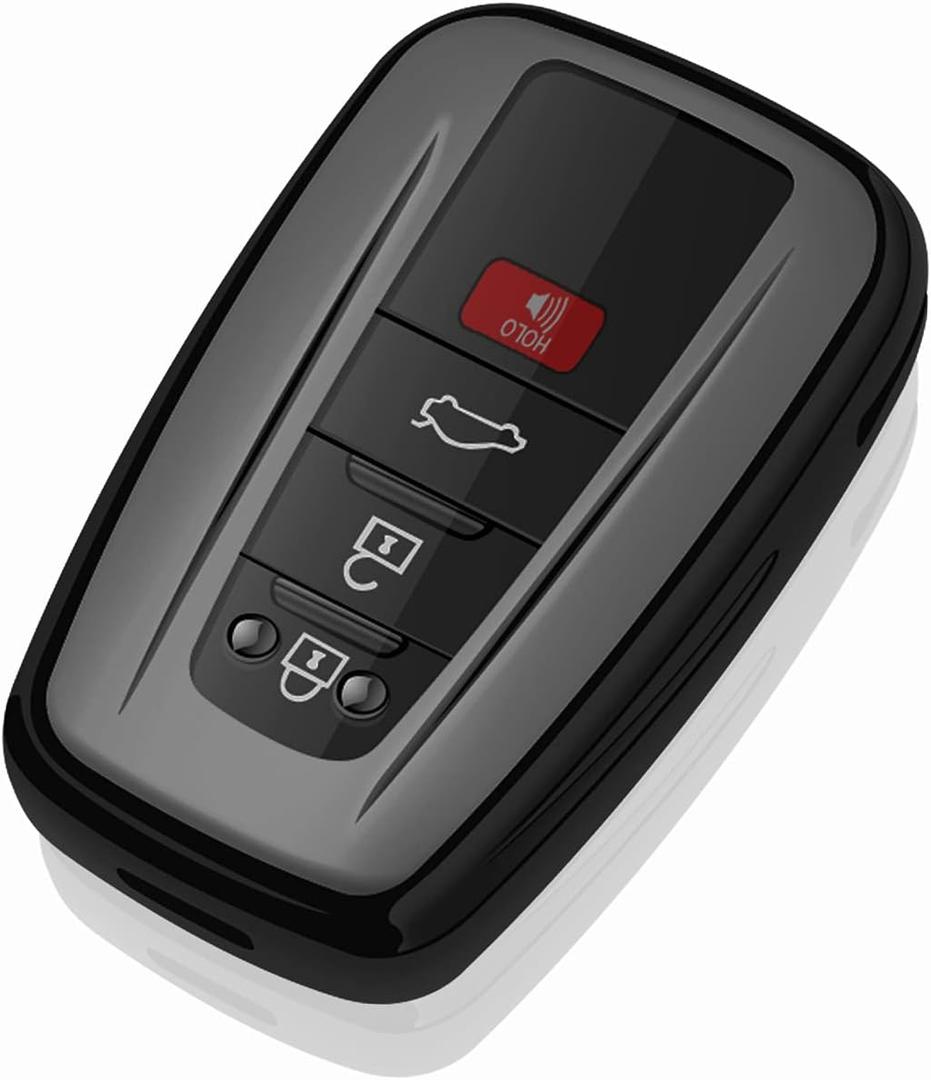 Tukellen for Toyota Key Fob Cover Special Soft TPU Key Shell Case Protector Compatible with2019-2026 Rav4 2020-2022 Highlander Corolla Prius 2018-2024 Camry Avalon C-HR GT86 4Runner-Black