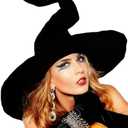 Tonfant Women's Witch Hat for Halloween Costume Party, Large Black Wicked Witch Hats for Christmas Masquerade Carnivals Accessory