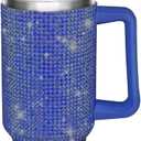 HWISDMIG 40oz Tumbler with Handle-Glitter Rhinestones Tumbler Bling Cups Stainless Steel Water Bottle Diamond Studded Tumbler for Women-Birthday Gifts for Women, Mom, Girlfriend (Pacific)
