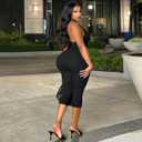 Women Sexy Deep V Neck Sleeveless Backless Bodycon Capri Jumpsuit Halter Party Club Rompers One Piece Outfits (Black, XS)