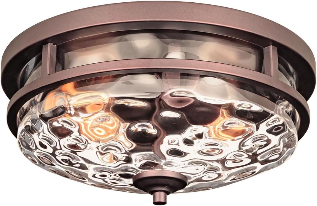 Edwarmlux Flush Mount Ceiling Lights, 2-Light Farmhouse Close to Ceiling Light, Industrial Ceiling Lighting Fixture for Kitchen Hallway Bedroom Living Room Stairways Porch (Oil Rubbed Bronze)