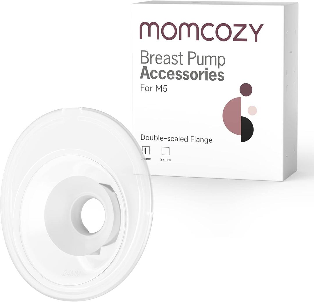 Momcozy Double-Sealed Flange 24mm Compatible with Momcozy M5 Breast Pump. Original M5 Breast Pump Replacement Accessories, 1PC (24mm) (Transparent)