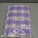 Rectangle Vinyl Table Cloth, Waterproof Elastic Fitted Tablecloth with Flannel Backing, Plastic Table Cover for Picnic, Camping, Outdoor (White & Lavender, 30"x72")