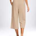 SANTINY Capri Pants for Women Wide Leg Yoga Casual Cropped Pants with Pockets Loose Tummy Control High Waist Capris