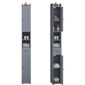 ChooChoo Narrow Bathroom Storage Cabinet with Adjustable Shelves and Drawer, 7.87"D x 7.87"W x 70.87"H