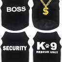 4-Pack Dog Clothes for Small Dogs Black Security Dog Shirt Soft Chihuahua Clothes Cute Male Puppy Clothes Pet Clothing for Small Dog Boy XXS
