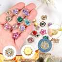 PATIKIL Sew on Rhinestones Crystals, 100 Pcs Mixed Shapes Glass Gems Metal Base Flower Claw Rhinestones for Craft Shoes Dress Clothes Belt Sewing Decoration, White (0.35"-0.75")