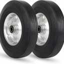 GICOOL 10" x 2.5" Flat Free Solid Rubber Tire with 5/8" Axle Bore Hole, 2 1/4" Hub, Replacement 4.10/3.50-4" for Hand Truck Dolly Trolley Garden Wagon Cart Generator, 2 Pack