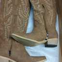 IUV Cowboy Boots For Women Knee High Western Cowgirl Boots Snip Toe Side Zipper Chunky Heel Size 8