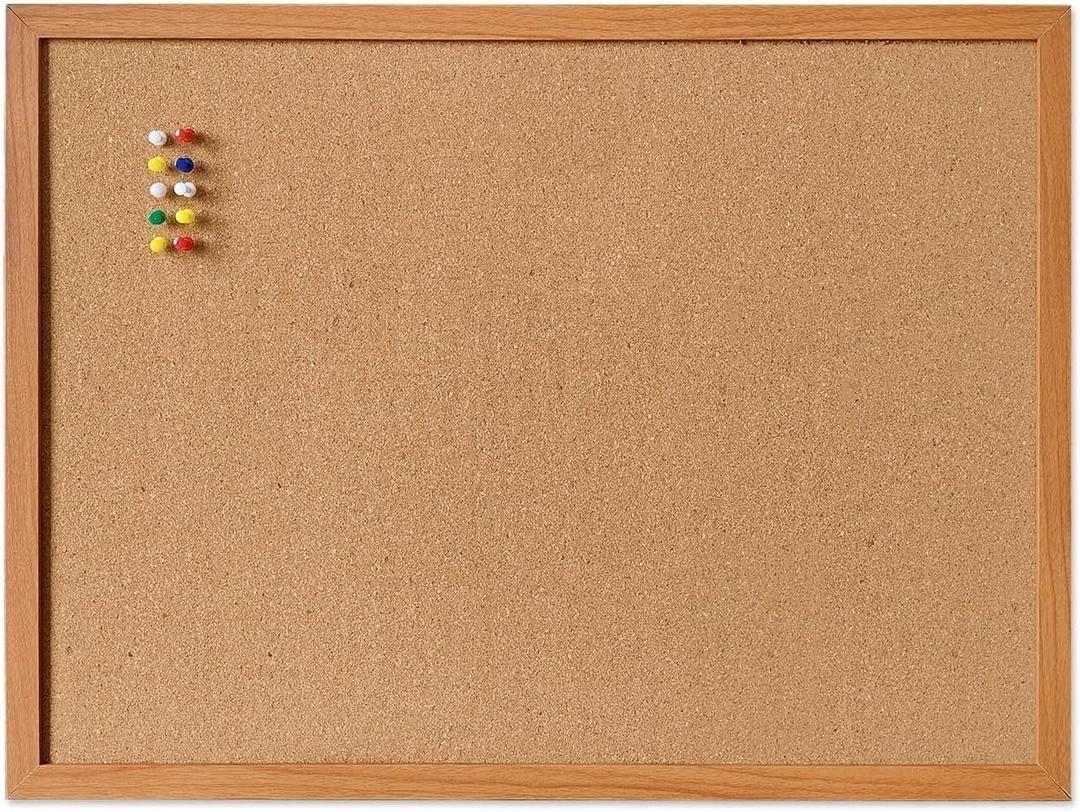 Cork Bulletin Board for Wall - 24 x 18 Bulletin Board Cork Board Wall Mounted Wood Frame Message Board pin Board for School,Office and Home