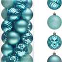 Valery Madelyn Christmas Tree Decorations Ornament Set Decor, 24ct 2.36 Inches Light Blue Shatterproof Christmas Ball Ornaments Hanging Xmas Holiday Party Decor