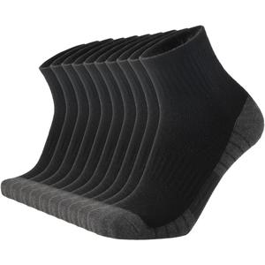 ONKE Max Full Cushion Low Cut Quarter Socks for Men Athletic Running Training Work Thick Warm Moisture Control Anti Blister (13-15, Black (10 Pairs) 